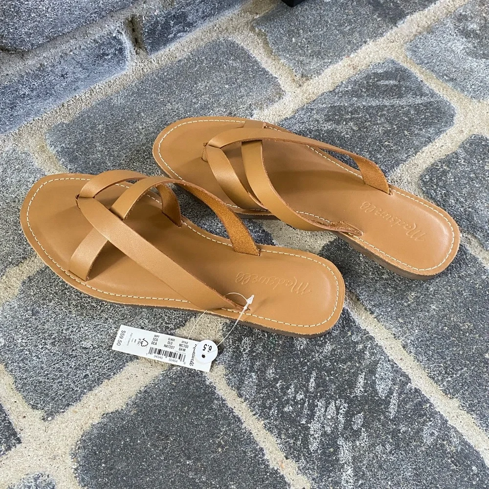Madewell Leather Camel Boardwalk Sandals Size 6/NWT - Picture 4 of 8
